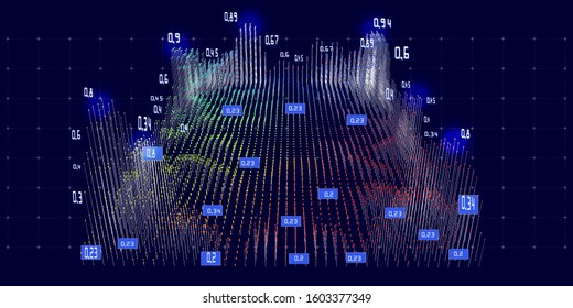Big data. Abstract futuristic concept of decision making analysis.  Quantum virtual cryptography. Business and science visualization of artificial intelligence. Blockchain. 
