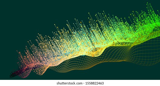 Big data. Abstract infographic  background with grid  gradient color dots and lines.