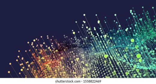 Big data. Abstract infographic  background with grid  gradient color dots and lines.