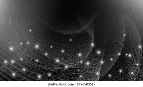 Big Data Abstract. Monochrome Science Geometric. Social Network. Gray Information Cloud. Big Data Business. Glow Science Visualization. Datum Center. Technology Design. Science Illustration.