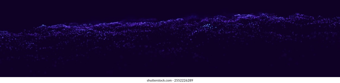 Big Data Abstract Particle Dots Surface Background. Technology or Science Concept Banner. Cyber Space Digital Data Background. Vector Illustration with DOF(Depth of Field Blur) Effect.