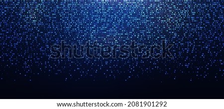 Big Data Abstract Pixels. Blue Glitch Noise Effect. Computer Memory Buffer Overflow Problem. Pixel Data Flow Matrix Vector Illustration.