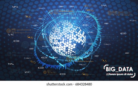 Big data abstract visualization. Futuristic aesthetic design. Big data background with HUD elements.