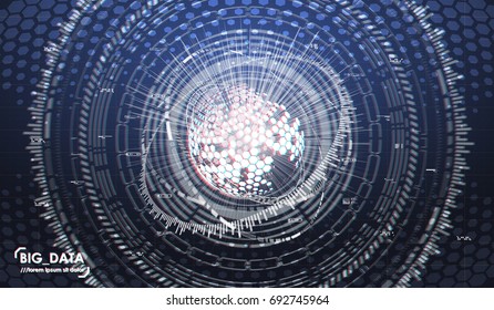 Big data abstract visualization. Futuristic aesthetic design. Big data background with HUD elements.