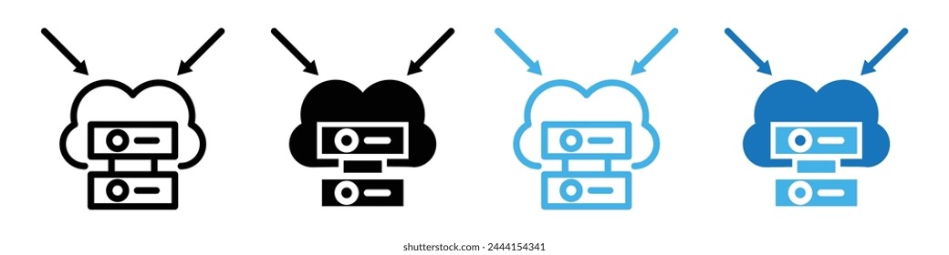 Big Data Aggregation Icons Depicting Server Database Management and Cloud Network Analysis