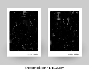 Concepto Ai de datos grandes, ilustración vectorial minimalista. Conjunto de dos tarjetas, diseño de portada de tecnología, plantilla de código binario moderno punto. Elementos de diseño gráfico para presentación digital, afiche, tarjeta, volante.
