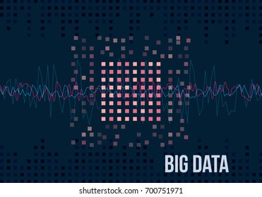 Big Data Algorithms. Analysis of Information Minimalistic Infographics Design. Science, Technology Background. Vector Illustration
