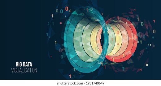 Big Data Analysis. Abstract Information Stream Funnel. Colorful Geometric Array Visualization. Futuristic Isometric Finance Tradings