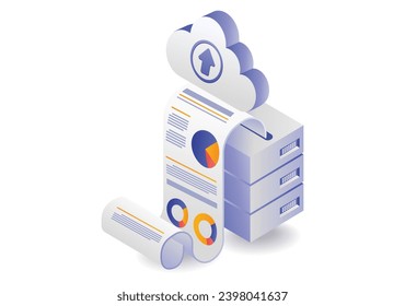 Big data analysis cloud server concept illustration
