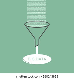 Big Data analysis filter funnel Vector illustration flat