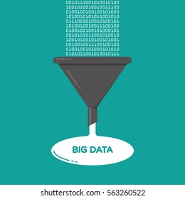 Big Data Analysis Filter Funnel Vector Illustration Flat