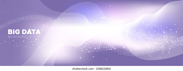 Big Data Analysis. Glow Particle Motion. White Tech Poster. Information Binary Technology. Big Data Stream. Particle Future. Tech Banner. Light Binary Number Background. Violet Big Data Concept.