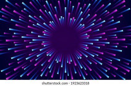 big data analysis gradient neon purple cyan blue burst flare wave radial energy. retro modern technology with dark background