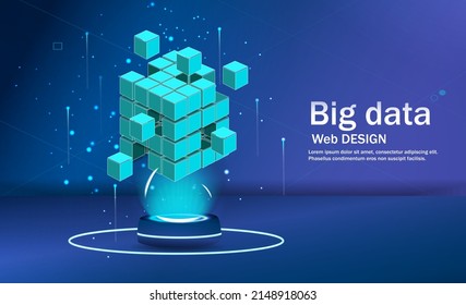 Big data. Analysis and information. Managing and analyzing information about the distribution of access to big data. The concept of big data processing. Vector illustration