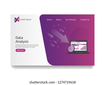 big data analysis on screen. SEO analytic, spreadsheet business audit with graphs charts. Return on investment ROI concept. accounting report business to success. flat style web landing page template