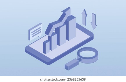 Big data analysis tools.on blue background.3D design.isometric vector design Illustration.