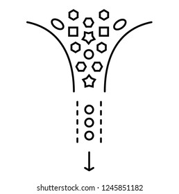 Big data analysis tools and techniques. Vector flat outline icon illustration isolated on white background.