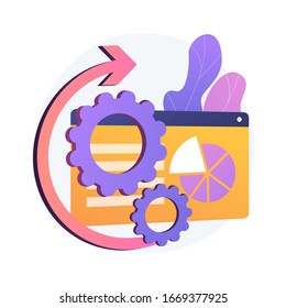 Big data analysis. Web statistics automated report. Infographics visualization tool isolated flat design element. Business, analytics process, optimization. Vector isolated concept metaphor