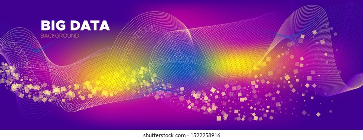 Big Data Analysis. Yellow Technology Abstract. 3d Tech Abstract. Matrix Number. Big Data Vector. Neon Technology Background. Digital Binary Wave. Glow Matrix Digits. Big Data Concept.