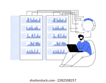 Big data analytics abstract concept vector illustration. Big data mining, automated analytics system, information analysis, pattern recognition, info systematization abstract metaphor.