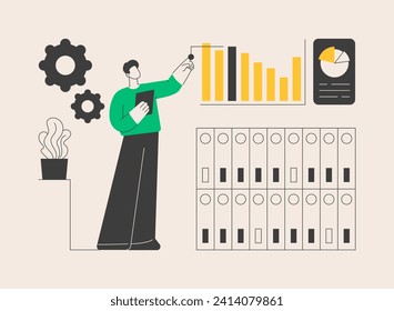 Análisis de grandes datos abstracto concepto de ilustración vectorial. minería de datos grande, sistema de análisis automatizado, análisis de información, reconocimiento de patrones, metáfora abstracta de sistematización de información.