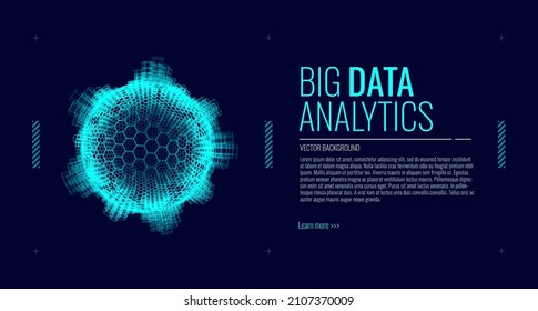 Big Data Analytics Abstract Server Background. Big Data Technology Lines. Data Science Analysis. High Speed Server. Hexagon 3D Sphere in Virtual Reality Cyberspace. Vector Illustration.