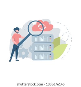 Big data analytics, application software, data management abstract metaphor. System integration. information technology. Flat vector. Metaphor illustration concept.