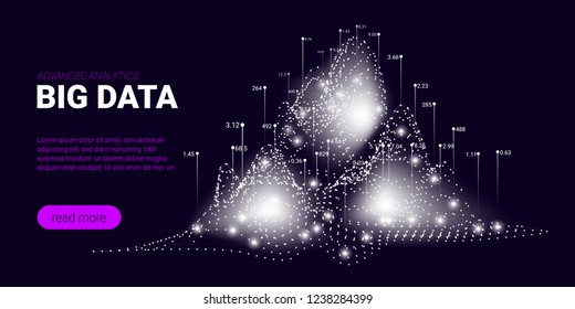 Big Data Analytics, Artificial Intelligence Concept. Technology Landing Page Template. Business Analytics Presentation, Quantum Computing. Signal Cryptography Infographic Illustrations. Energy Stream.