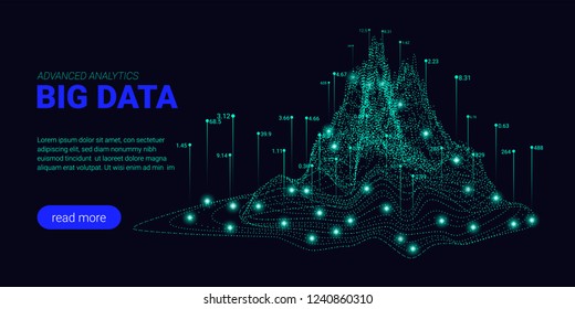 Big Data Analytics, Artificial Intelligence Concept. Technology Landing Page Template. Business Analytics Presentation, Quantum Computing. Signal Cryptography Infographic Illustrations. Energy Stream.