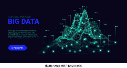 Big Data Analytics, Artificial Intelligence Concept. Technology Landing Page Template. Business Analytics Presentation, Quantum Computing. Signal Cryptography Infographic Illustrations. Energy Stream.