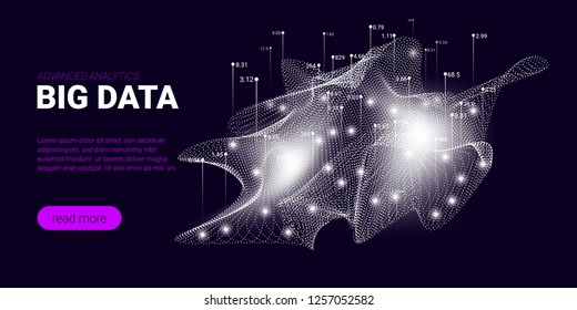 Big Data Analytics, Artificial Intelligence Concept. Technology Landing Page Template. Business Analytics Presentation, Quantum Computing. Signal Cryptography Infographic Illustrations. Energy Stream.
