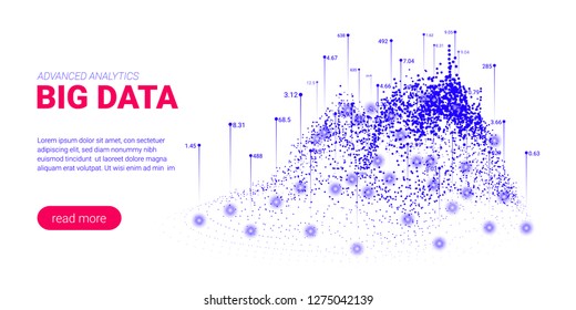 Big Data Analytics, Artificial Intelligence Concept. Technology Landing Page Template. Business Analytics Presentation, Quantum Computing. Signal Cryptography Infographic Illustrations. Energy Stream.