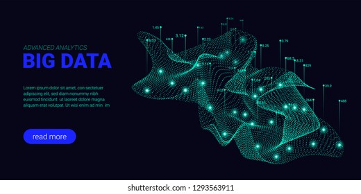 Big Data Analytics, Artificial Intelligence Concept. Technology Landing Page Template. Business Analytics Presentation, Quantum Computing. Signal Cryptography Infographic Illustrations. Energy Stream.