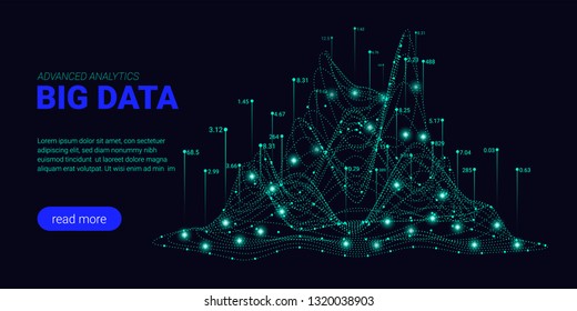 Big Data Analytics, Artificial Intelligence Concept. Technology Landing Page Template. Business Analytics Presentation, Quantum Computing. Signal Cryptography Infographic Illustrations. Energy Stream.