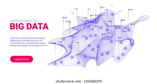 Big Data Analytics, Artificial Intelligence Concept. Technology Landing Page Template. Business Analytics Presentation, Quantum Computing. Signal Cryptography Infographic Illustrations. Energy Stream.