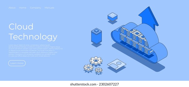 Big data analytics concept 3d isometric web scene. Server room concept. Data saving illustration. Vector illustration concept