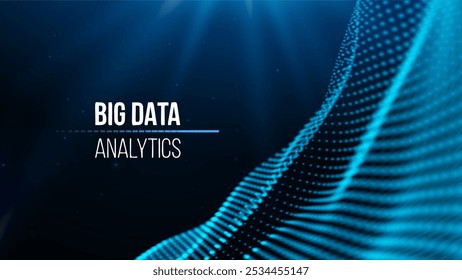 Big data analytics concept with futuristic blue waves. Personal data processing.
