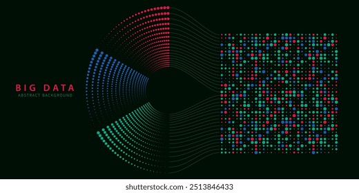 Big data analytics concept. Groups from color points data. Abstract science or finance visualization. Vector Illustration.