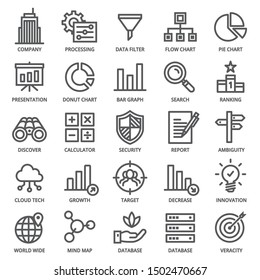 Big Data Analytics Icon Set - editable stroke. 48 x 48 pixels complete. 
 (Recommendations - Full Size 300 x 300 / Stroke 2px)