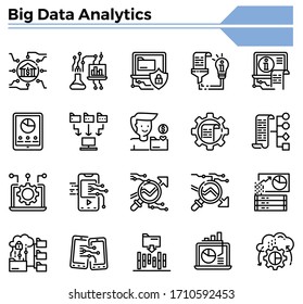 Big data analytics icon set for business , science,finance, analyst website.