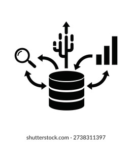 Big data analytics icon silhouette vector illustration isolated