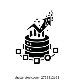 Big data analytics icon silhouette vector illustration isolated