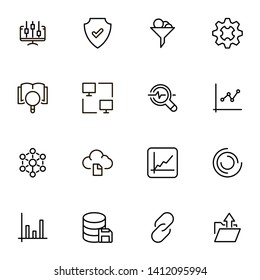 Big data analytics line icon set. Collection of high quality black outline logo for web site design and mobile apps. Vector illustration on a white background