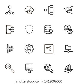 Big Data Analytics Line Icon Set. Collection Of High Quality Black Outline Logo For Web Site Design And Mobile Apps. Vector Illustration On A White Background