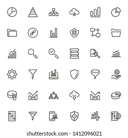 Big data analytics line icon set. Collection of high quality black outline logo for web site design and mobile apps. Vector illustration on a white background