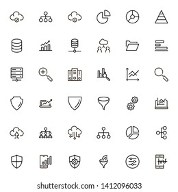 Big data analytics line icon set. Collection of high quality black outline logo for web site design and mobile apps. Vector illustration on a white background