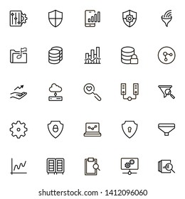 Big data analytics line icon set. Collection of high quality black outline logo for web site design and mobile apps. Vector illustration on a white background
