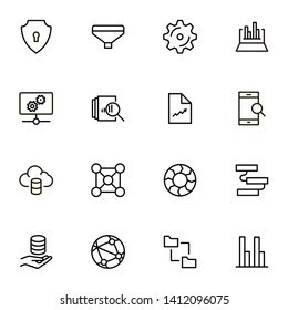 Big data analytics line icon set. Collection of high quality black outline logo for web site design and mobile apps. Vector illustration on a white background