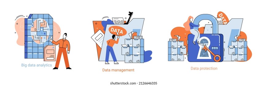La plataforma de análisis de grandes datos, la gestión de datos y la protección metáfora creativa establecen el concepto abstracto. Seguridad de la información comercial de la infraestructura de disco de la sala del centro de datos. Tecnología Internet y red