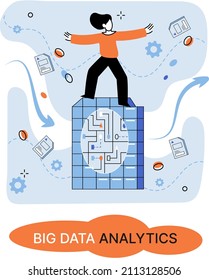 Big data analytics. Process of analyzing large and complex data sources to identify trends customer behavior metaphor and market preferences to make more effective business decisions, data exploration